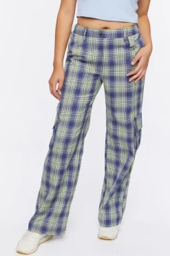 Plaid High-Rise Cargo Pants