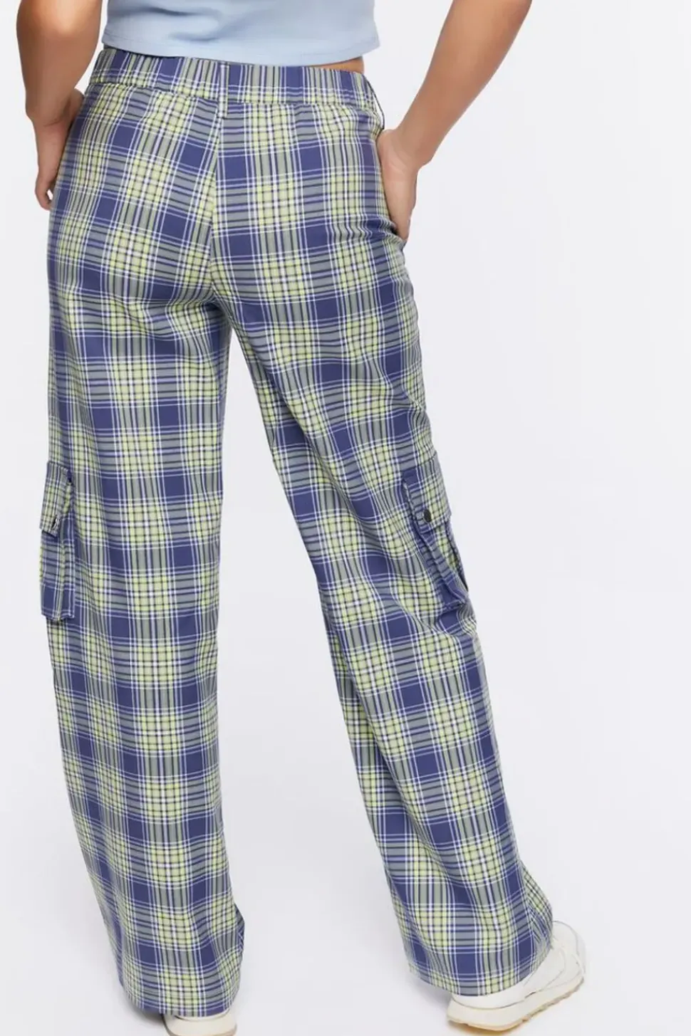 Plaid High-Rise Cargo Pants