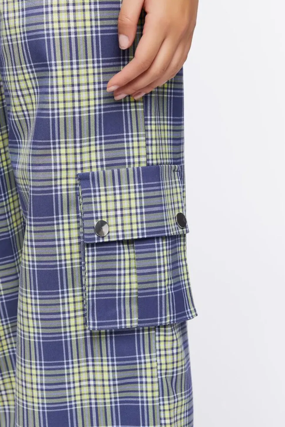 Plaid High-Rise Cargo Pants