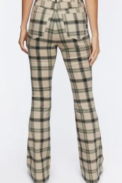 Plaid High-Rise Flare Pants