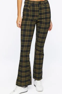 Plaid High-Rise Flare Pants