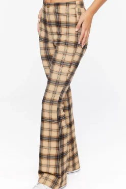 Plaid High-Rise Flare Pants