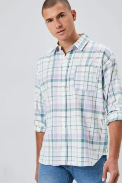 Plaid Linen-Blend Shirt