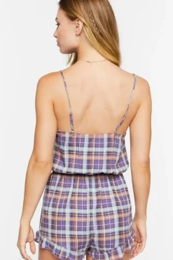 Plaid Lounge Cami Romper