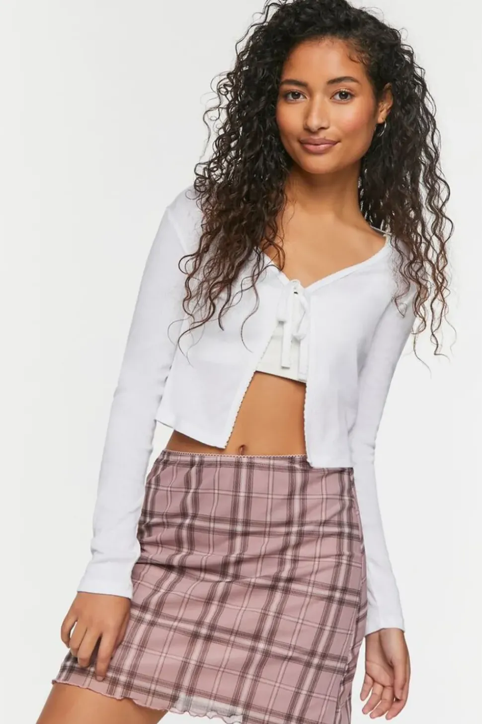 Plaid Mesh Mini Skirt