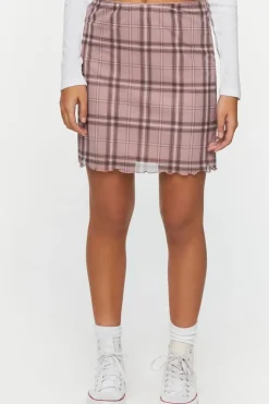 Plaid Mesh Mini Skirt