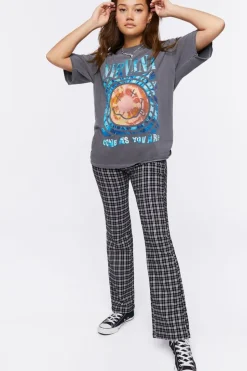 Plaid Mid-Rise Flare Pants