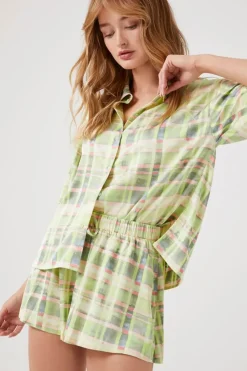 Plaid Satin Shorts