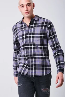 Plaid Scoop-Hem Shirt