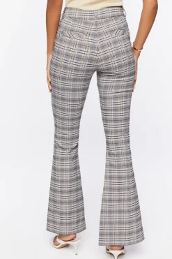 Plaid Split-Hem Flare Pants