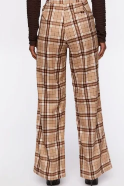 Plaid Straight-Leg Pants