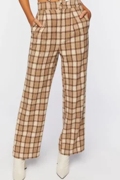 Plaid Straight-Leg Pants