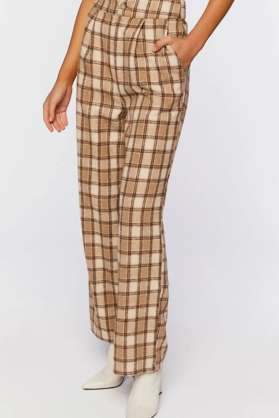 Plaid Straight-Leg Pants