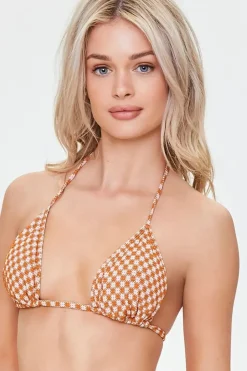 Plaid Triangle Bikini Top