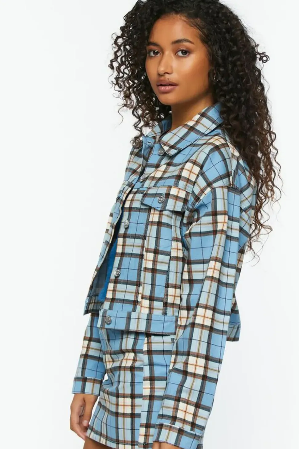 Plaid Trucker Jacket & Mini Skirt Set
