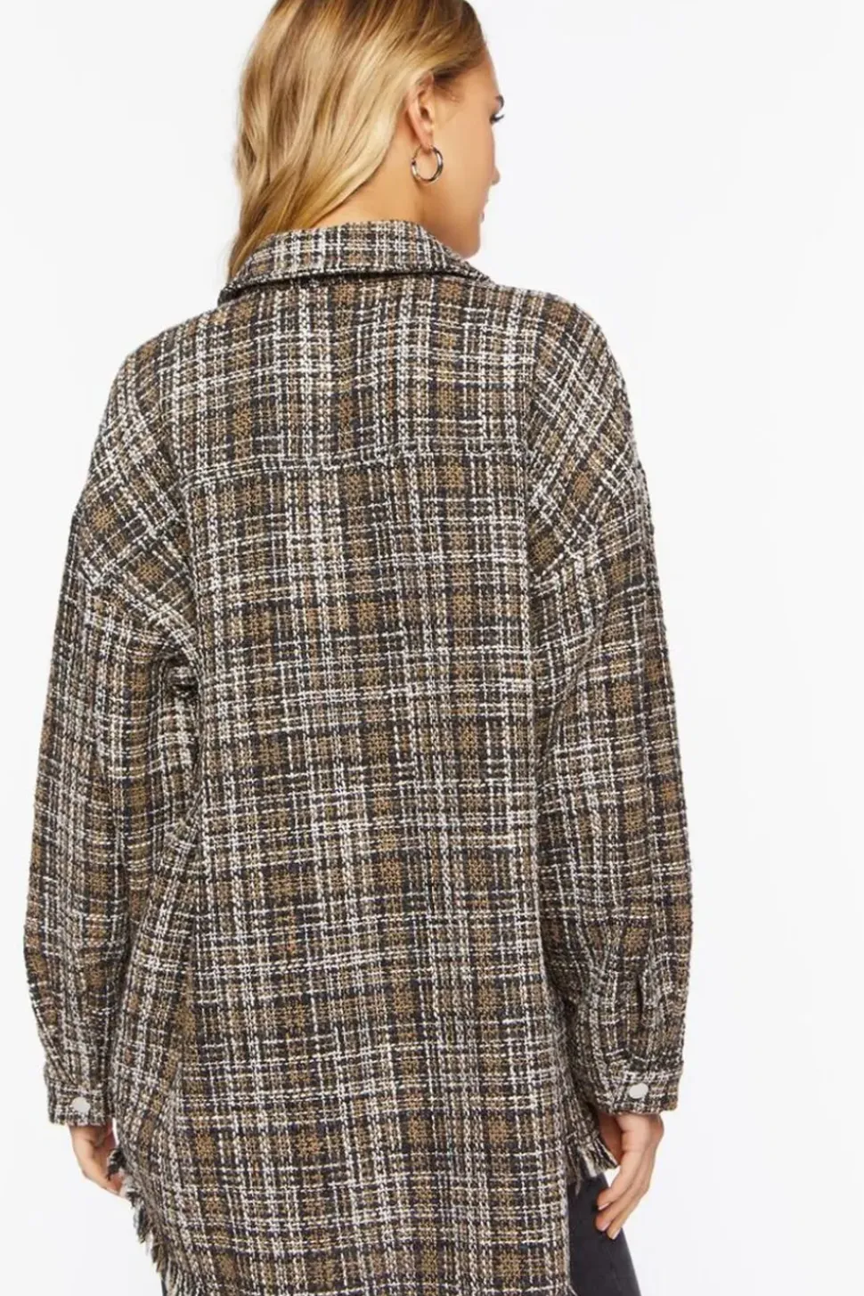 Plaid Tweed Frayed Shacket