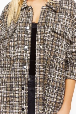 Plaid Tweed Frayed Shacket