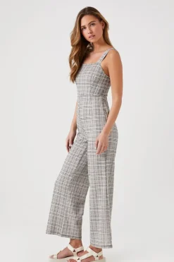 Plaid Wide-Leg Jumpsuit