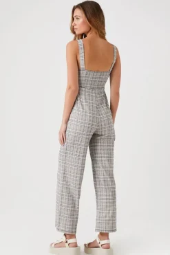 Plaid Wide-Leg Jumpsuit