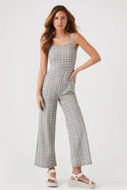 Plaid Wide-Leg Jumpsuit