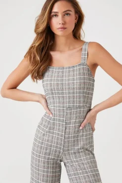 Plaid Wide-Leg Jumpsuit