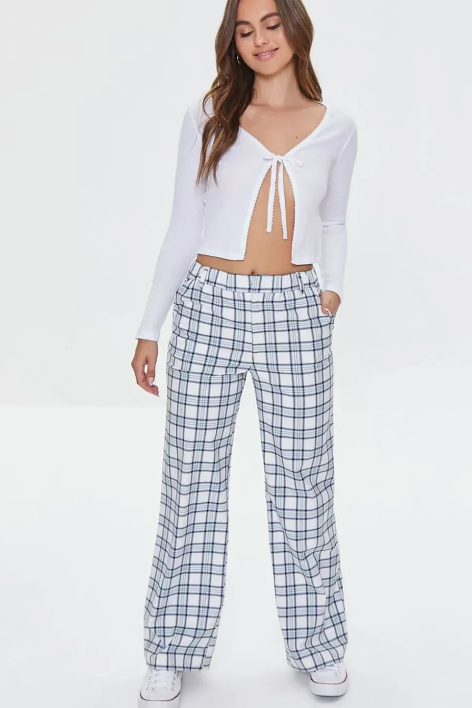 Plaid Wide-Leg Pants