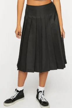 Pleated A-Line Midi Skirt