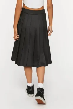 Pleated A-Line Midi Skirt