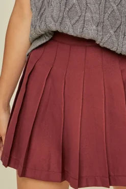 Pleated A-Line Mini Skirt
