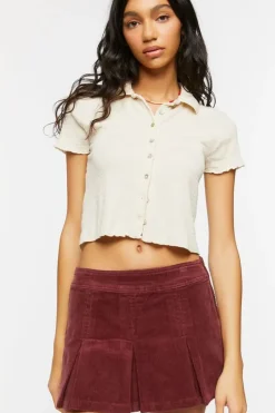 Pleated Corduroy Mini Skirt