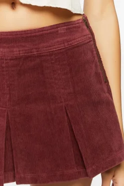 Pleated Corduroy Mini Skirt