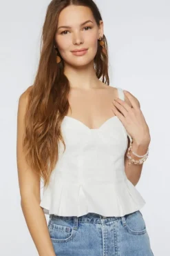 Pleated Cropped Peplum Top