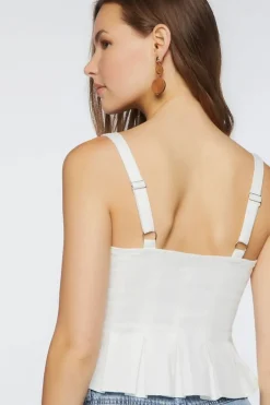 Pleated Cropped Peplum Top