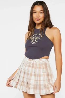 Pleated Gingham Skirt