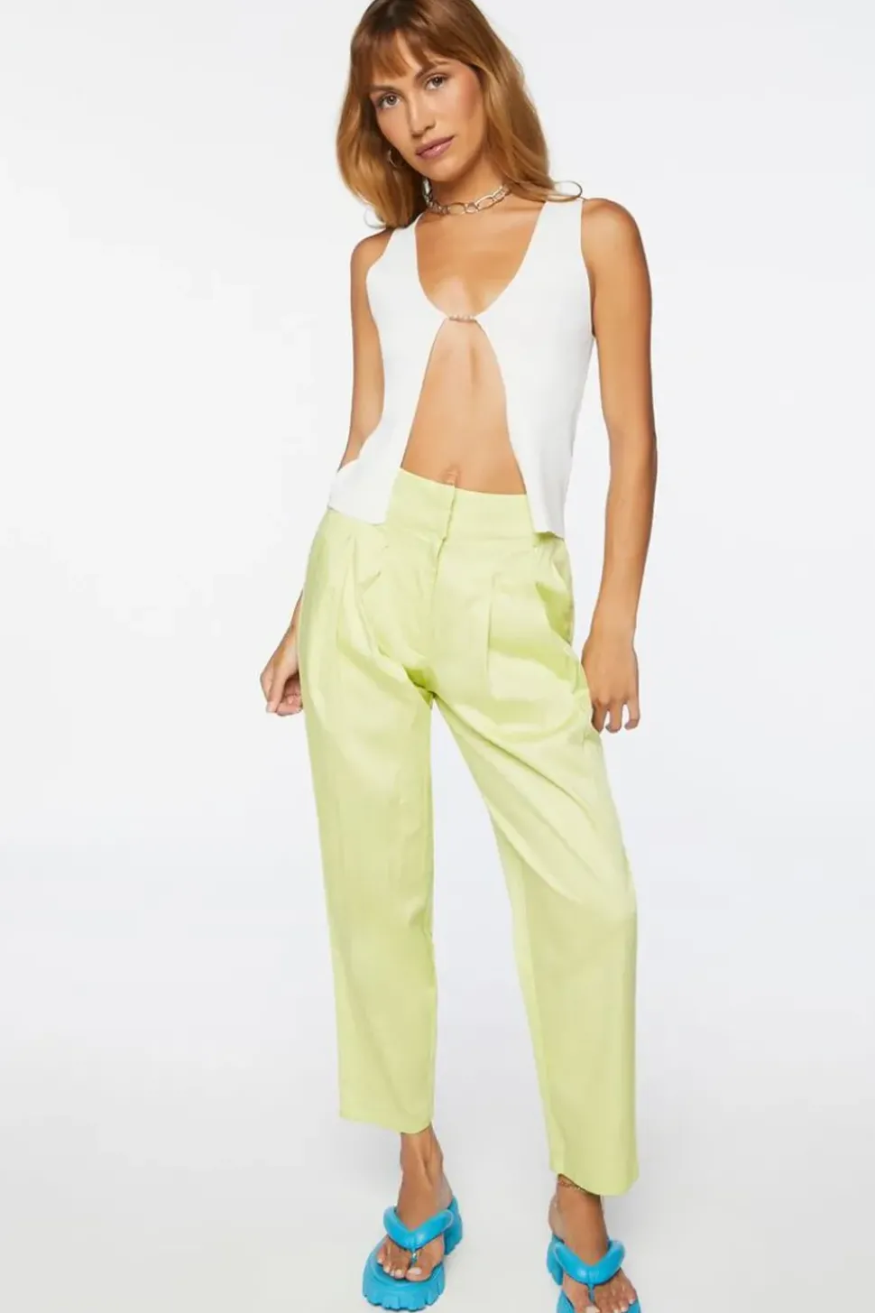 Pleated High-Rise Pants