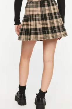 Pleated Plaid A-Line Mini Skirt