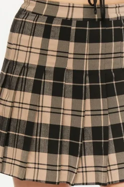 Pleated Plaid A-Line Mini Skirt