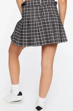 Pleated Plaid Mini Skirt