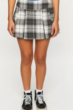 Pleated Plaid Mini Skirt