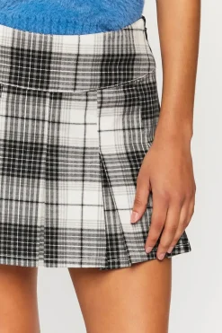 Pleated Plaid Mini Skirt
