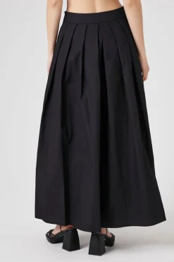 Pleated Poplin Maxi Skirt
