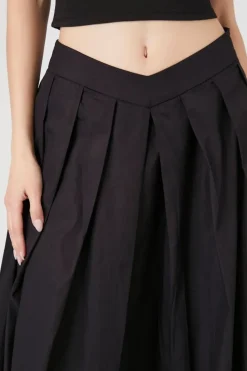 Pleated Poplin Maxi Skirt