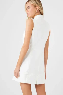 Pleated Sleeveless Blazer Dress