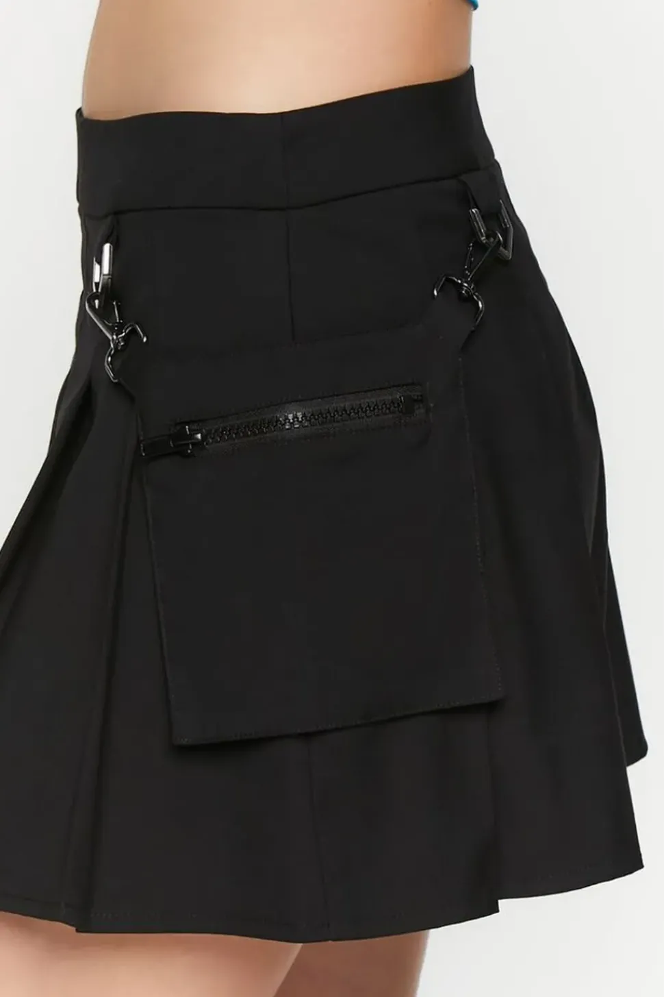 Pleated Utility Mini Skirt
