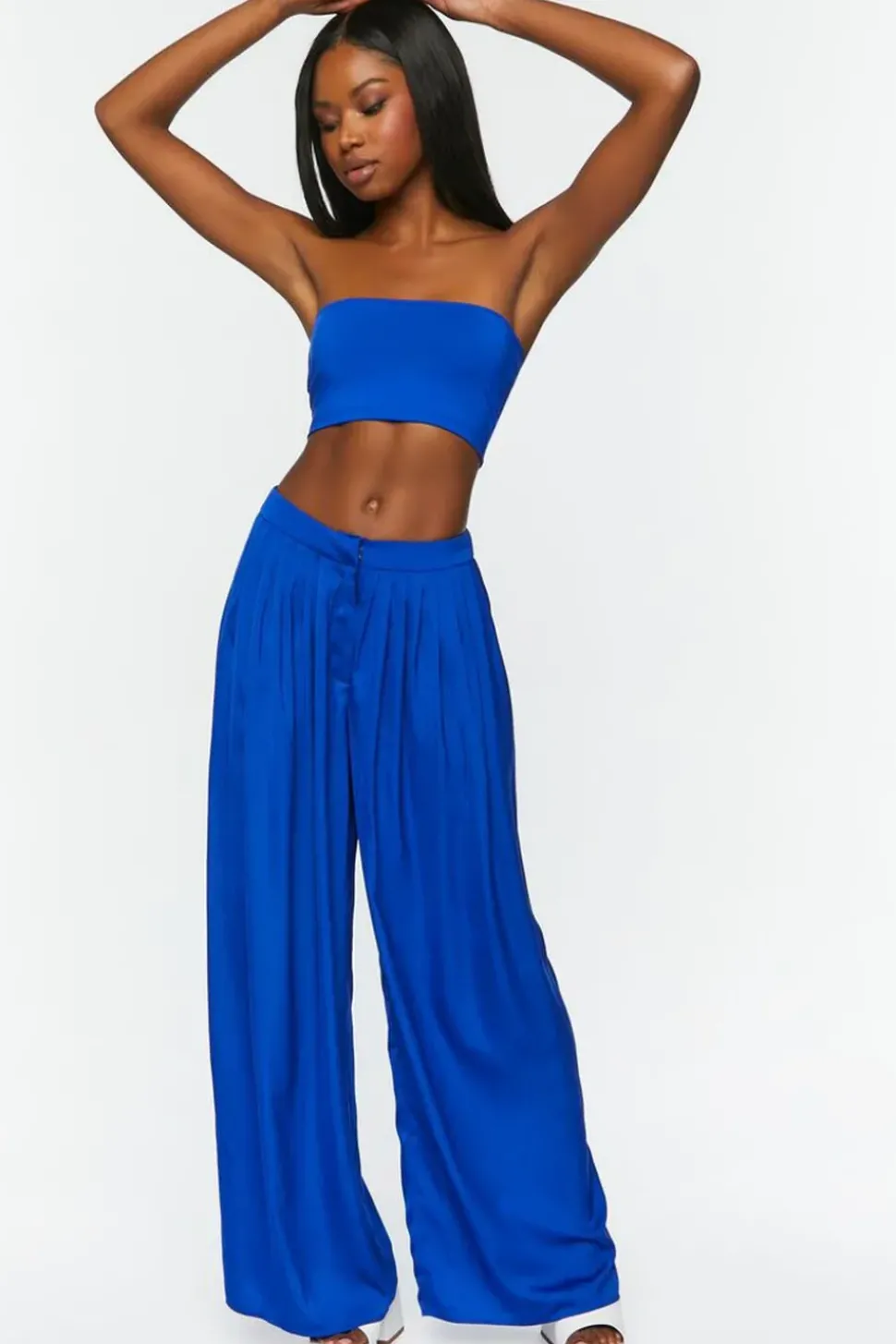 Pleated Wide-Leg Palazzo Pants
