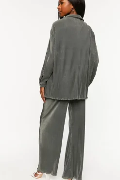 Plisse Lettuce-Edge Shirt & Pants Set