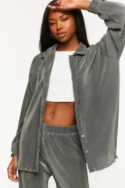Plisse Lettuce-Edge Shirt & Pants Set