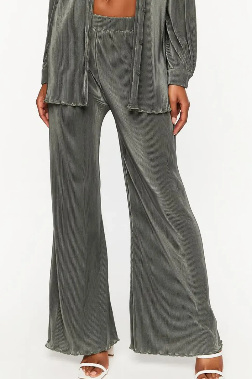 Plisse Lettuce-Edge Shirt & Pants Set