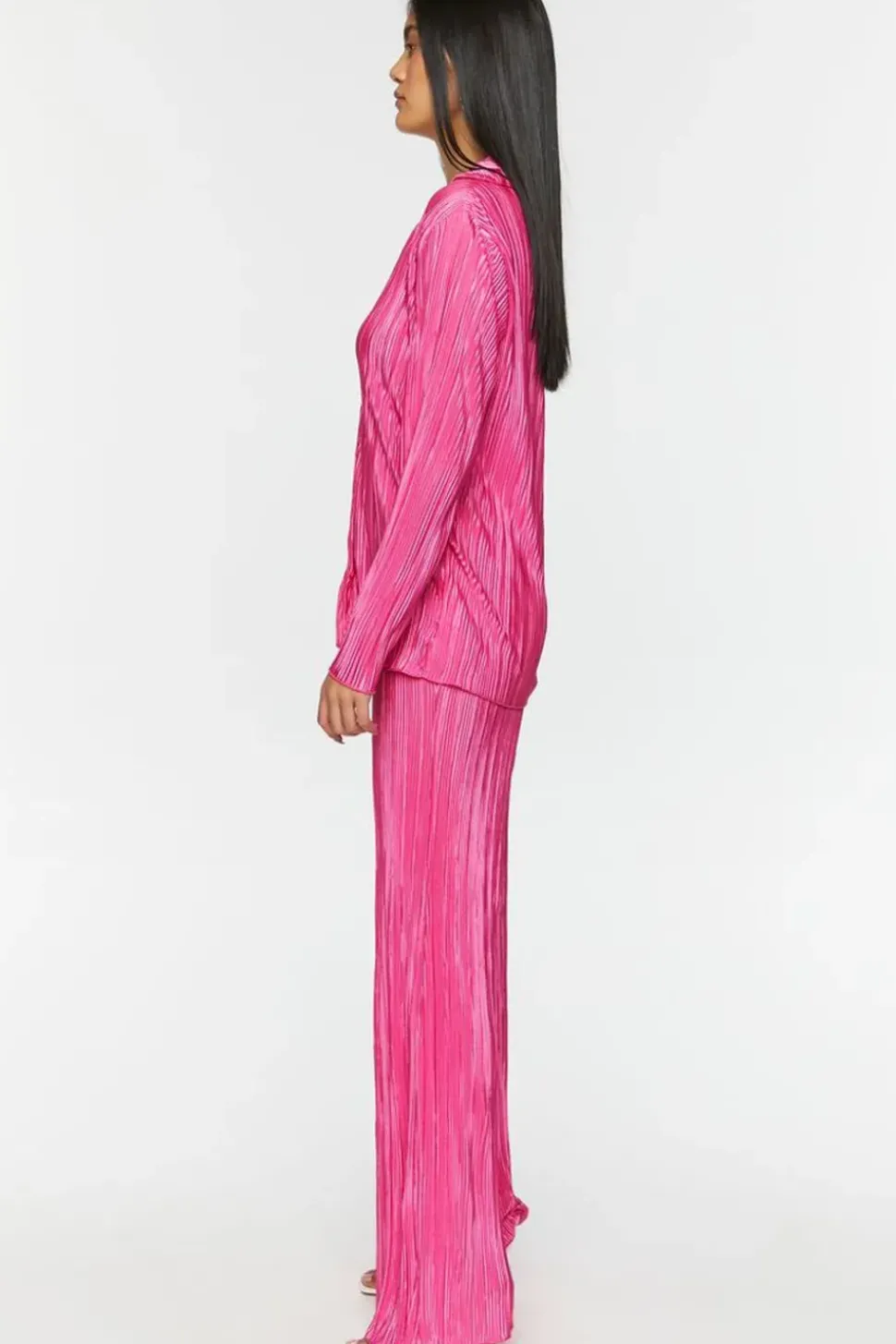 Plisse Lettuce-Edge Shirt & Pants Set