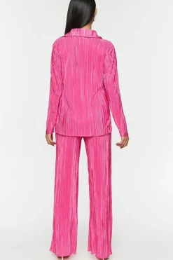 Plisse Lettuce-Edge Shirt & Pants Set